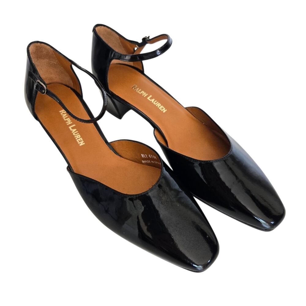 Ralph Lauren Womens Patent Leather Mary Jane Heels Size 7 D'Orsay Classic Spain